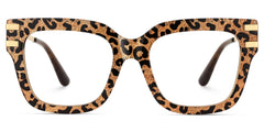Square Cat-Eye Glasses With Brown Leopard Pattern