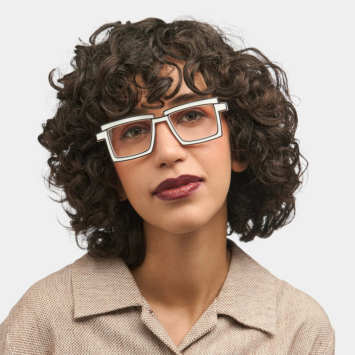 Zephyr White Cyberpunk Rectangle Frame Glasses | Zeelool