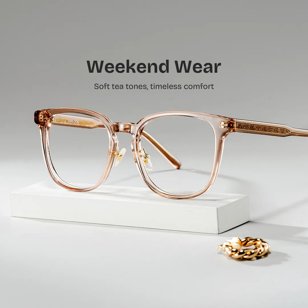 Hailey Beige Frame Glasses with Square Frame Online | ZEELOOL