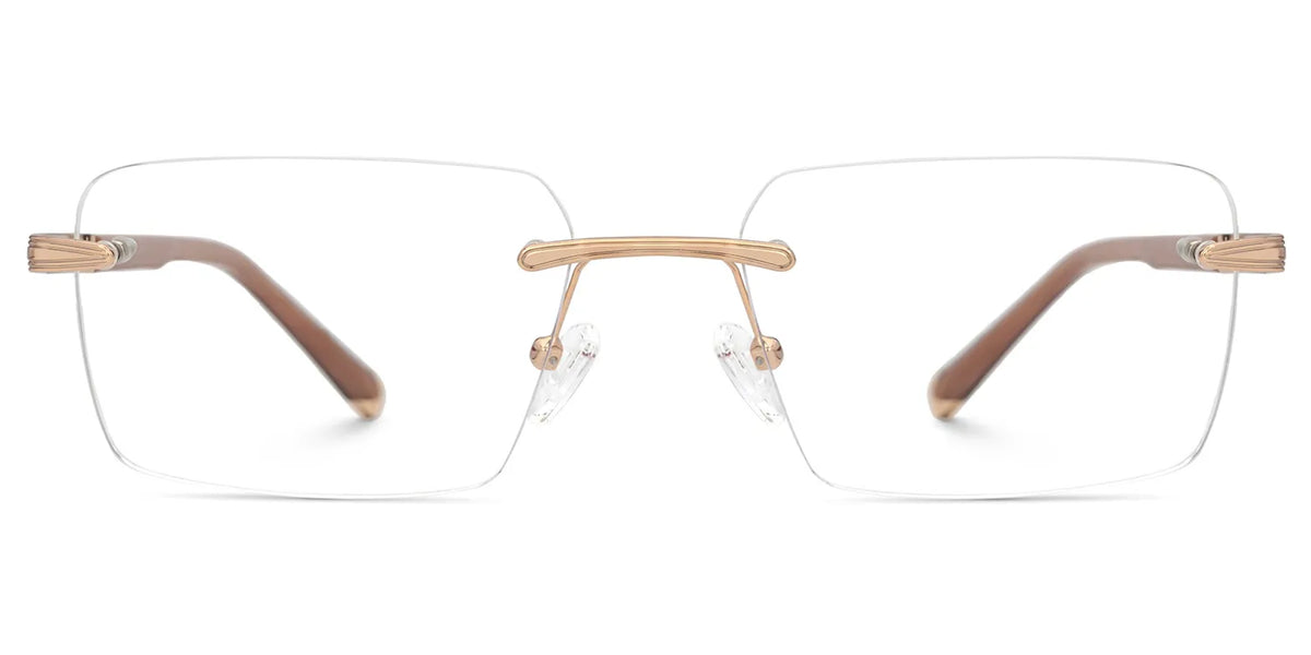 Brown Mixed-Materials Rectangle Eyeglasses- Savitrie