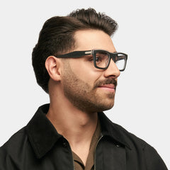 Riley Rectangle Black Frosted Frame Glasses | Zeelool
