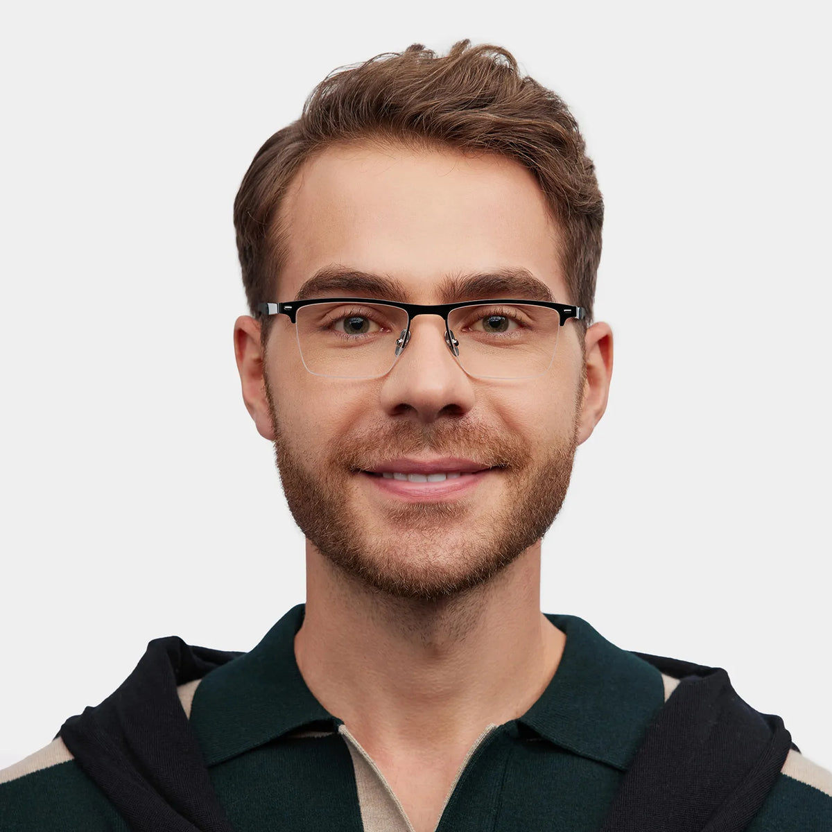 Browline Black Eyeglasses- Brock Titanium Frame Glasses