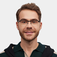 Browline Black Eyeglasses- Brock Titanium Frame Glasses