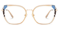 Beige Metal Frame Glasses With Wide Size For Women