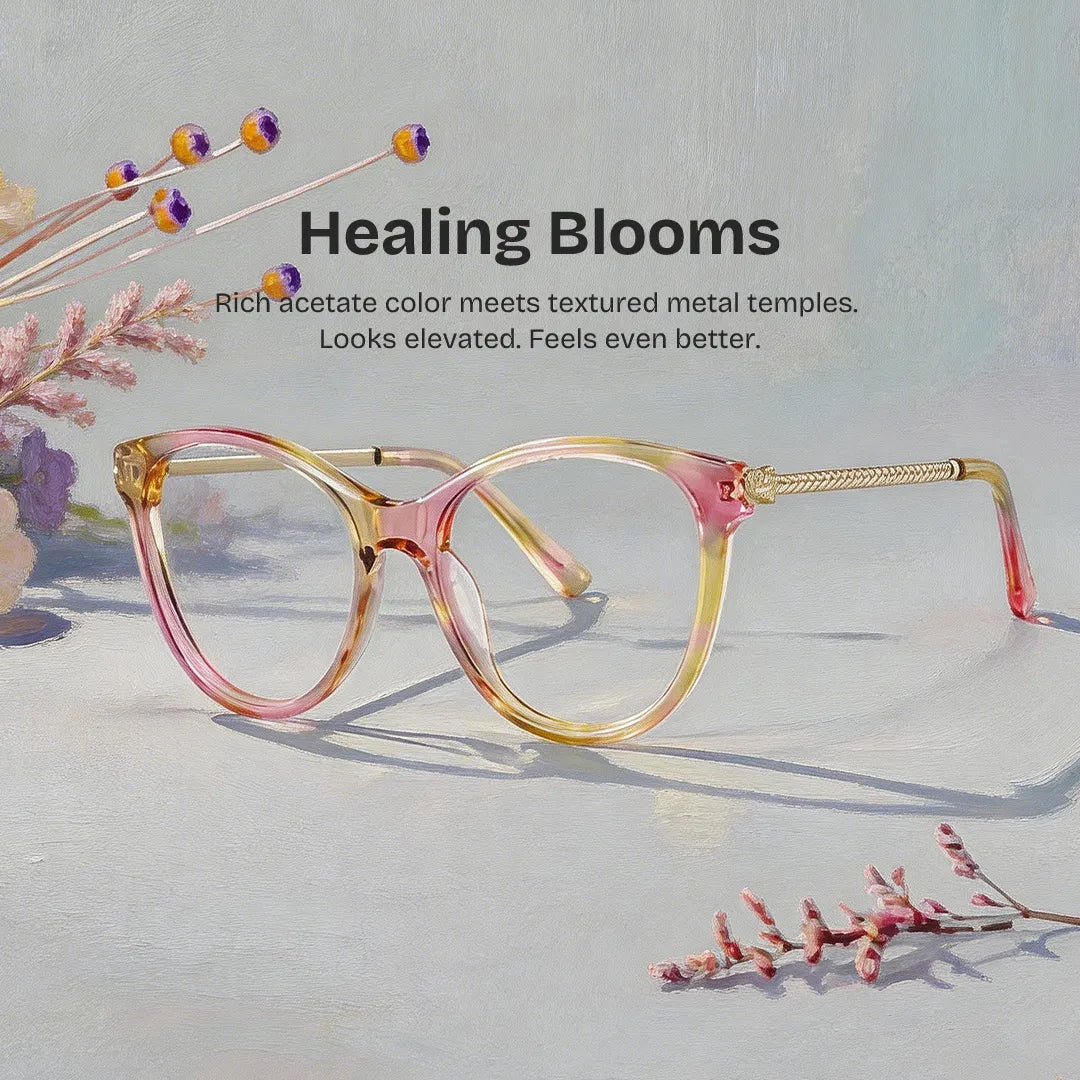Eli Tortoise Round Mixed Flower Prescription Glasses | ZEELOOL