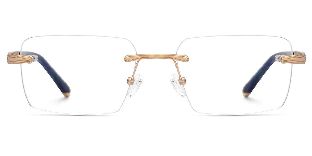 Blue Mixed-Materials Rectangle Eyeglasses- Savitrie