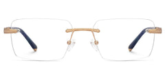 Blue Mixed-Materials Rectangle Eyeglasses- Savitrie