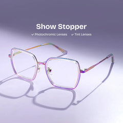 Square Iridescent Eyeglasses- Fiona Mixed Frame Glasses