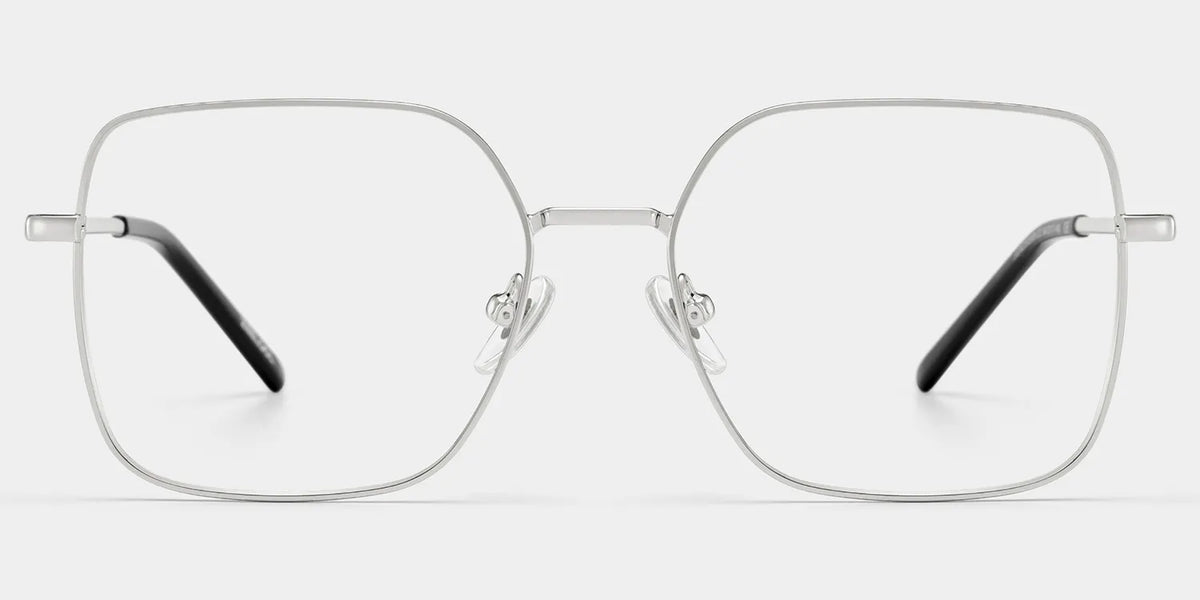 Abigail Silver Square Glasses with Medium Size Metal Frame | ZEELOOL