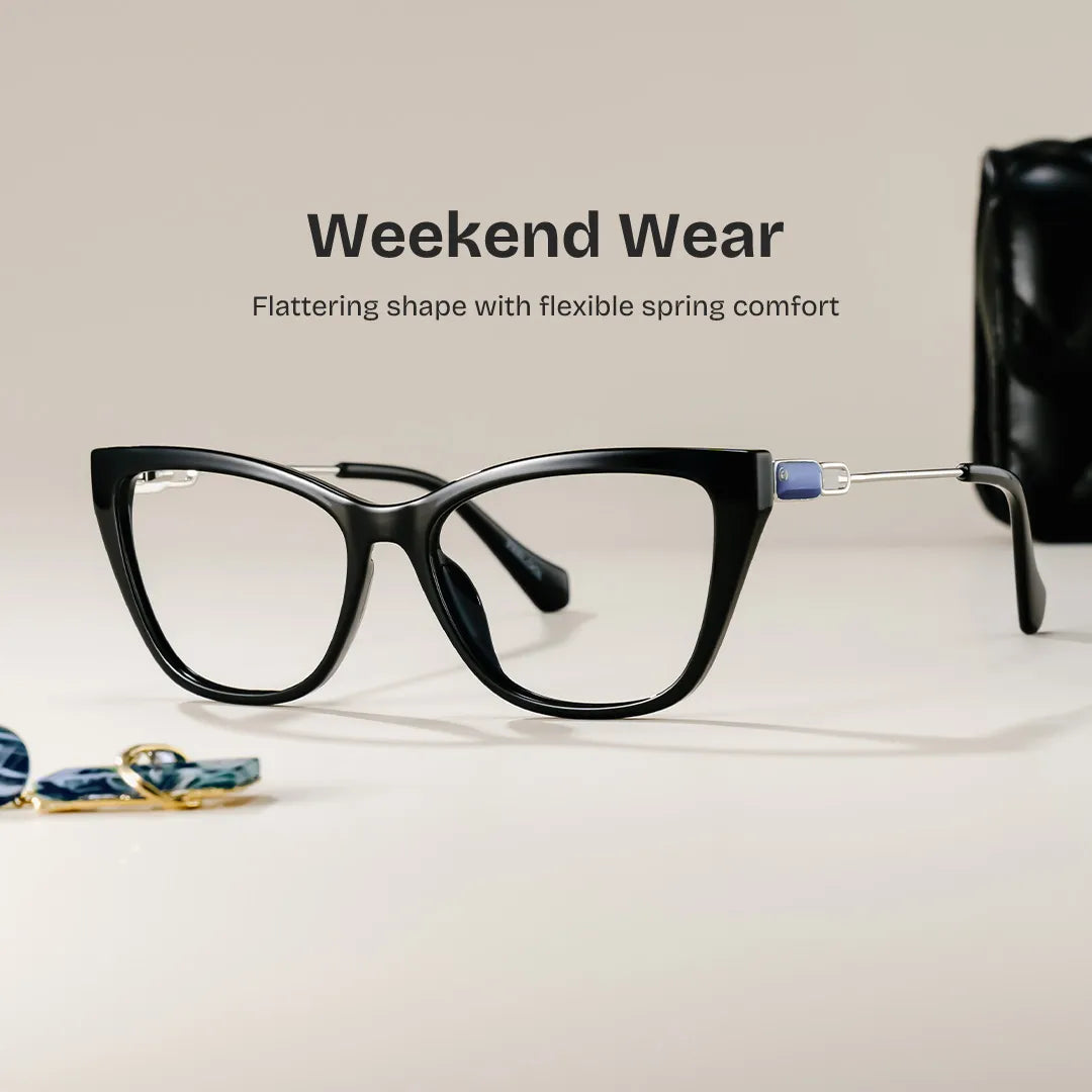 Celeste Black Cat Eye Glasses Frames | ZEELOOL