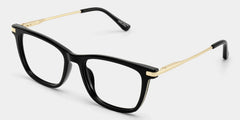 Selena Rectangle Black and Gold Frame Glasses | ZEELOOL