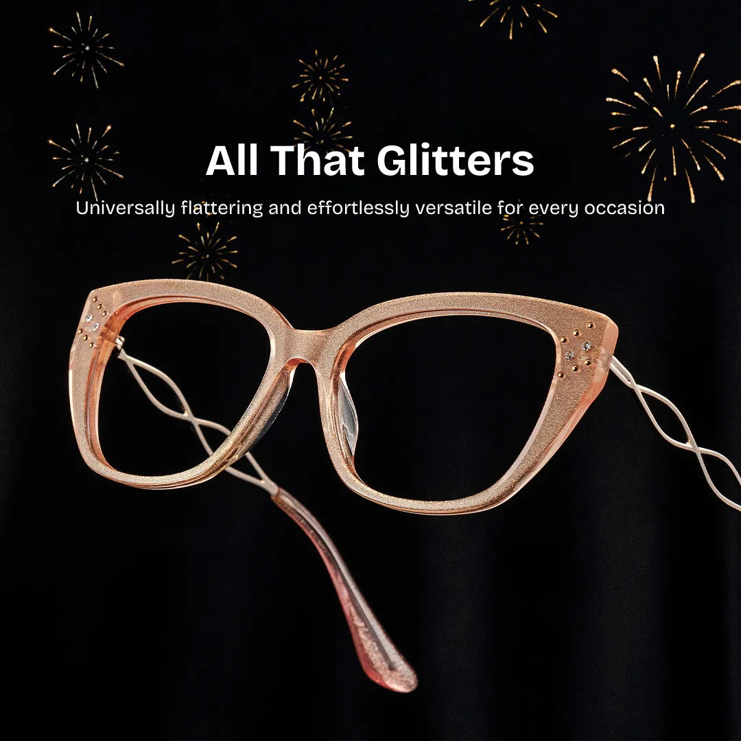 Alma Butterfly Beige Orange Transparent Glasses in Metal Temples