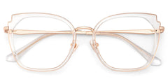 Clear Metal Frame Glasses With Wide Size For Women