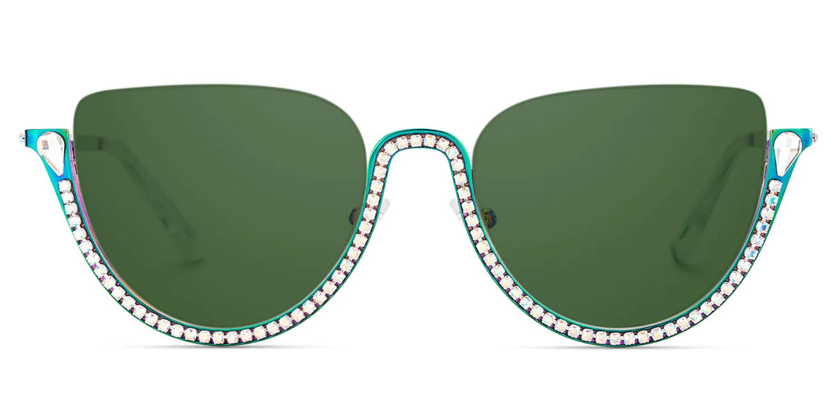 Half Frame Cat Eye Glasses With Shiny Diamonds