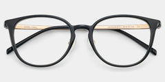 Amanda Rectangle Black Frame Glasses with Gold Trim | ZEELOOL