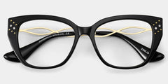 Alma Butterfly Black Glitter Eyeglasses | ZEELOOL