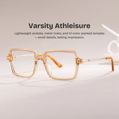Asher Brown Rectangle Glasses | Retro Daily Athleisure