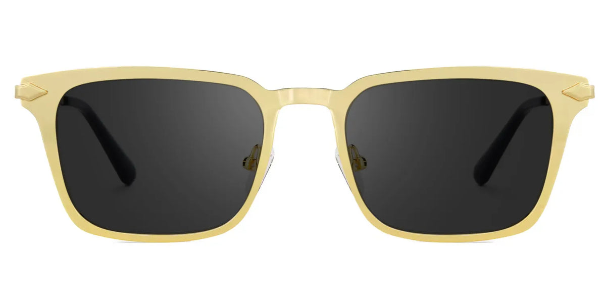 Gold Metal Frame Glasses With a Rectangle Shape