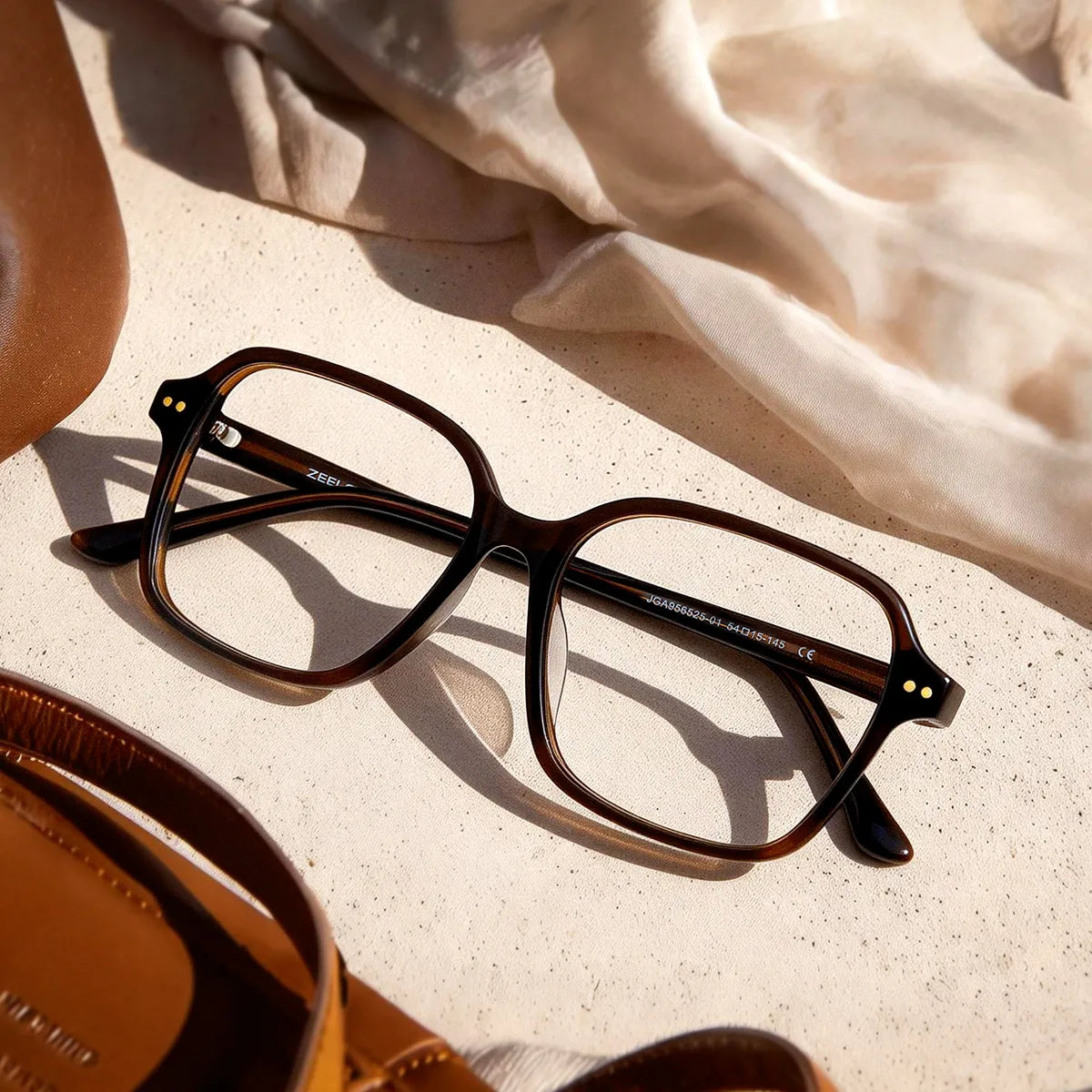 Clementine Chocolate Brown Square Glasses | ZEELOOL