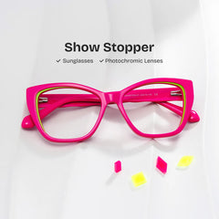 Blaise Pink Green Frame Glasses with Cat eye Frame Online | ZEELOOL
