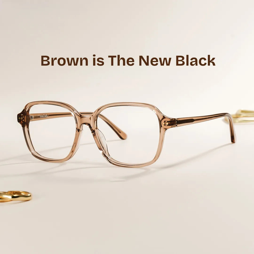 Clementine Light Brown Square Glasses for Women | ZEELOOL