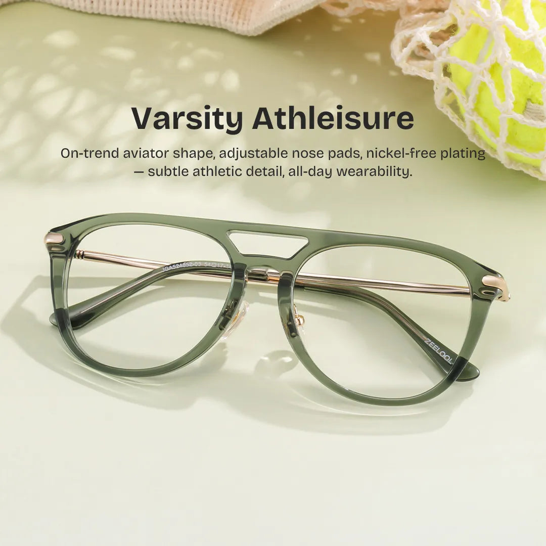 Isabelle Green Aviator Glasses | Nostalgic Campus Tone