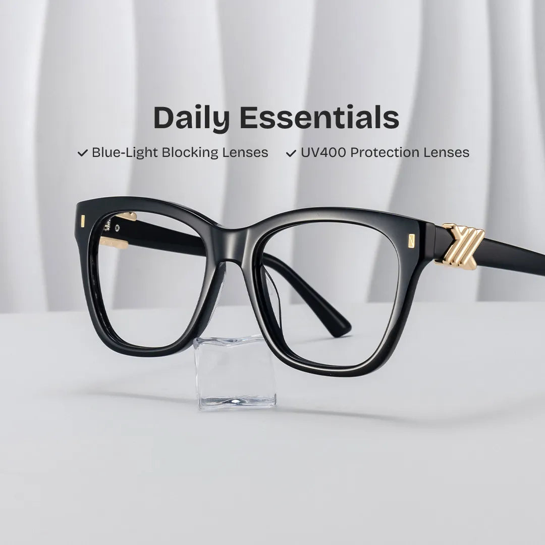 Square Black Eyeglasses- Mae Acetate Frame Glasses