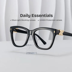 Square Black Eyeglasses- Mae Acetate Frame Glasses