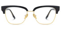 Browline Black Gold Eyeglasses- Ellis Mixed Frame Glasses