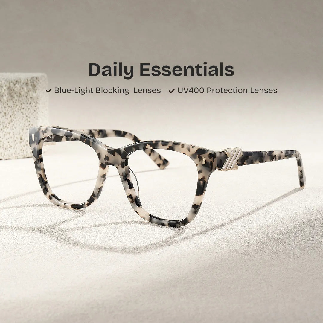 Square Tortoise Eyeglasses- Mae Acetate Frame Glasses