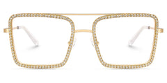 Diva Frame Glasses, Gold Glitter Sparkle Square Eyeglasses