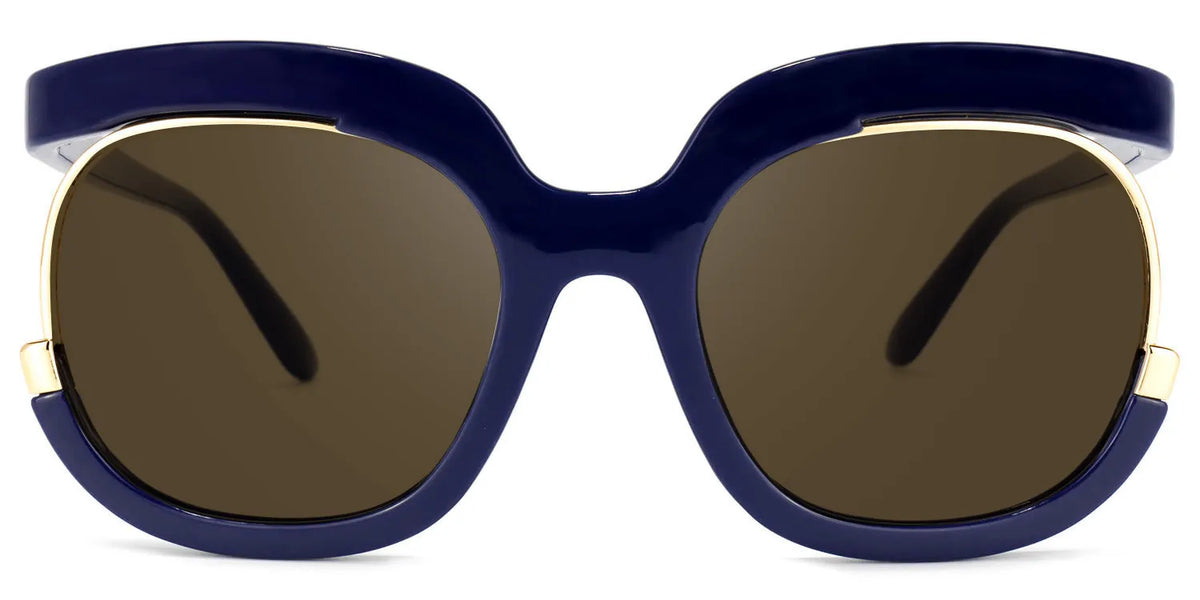 Darice Round Dark-Blue Sunglasses | Zeelool Glasses
