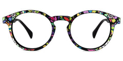 Street-Artist Round Eyeglasses and Purple-Floral Frames