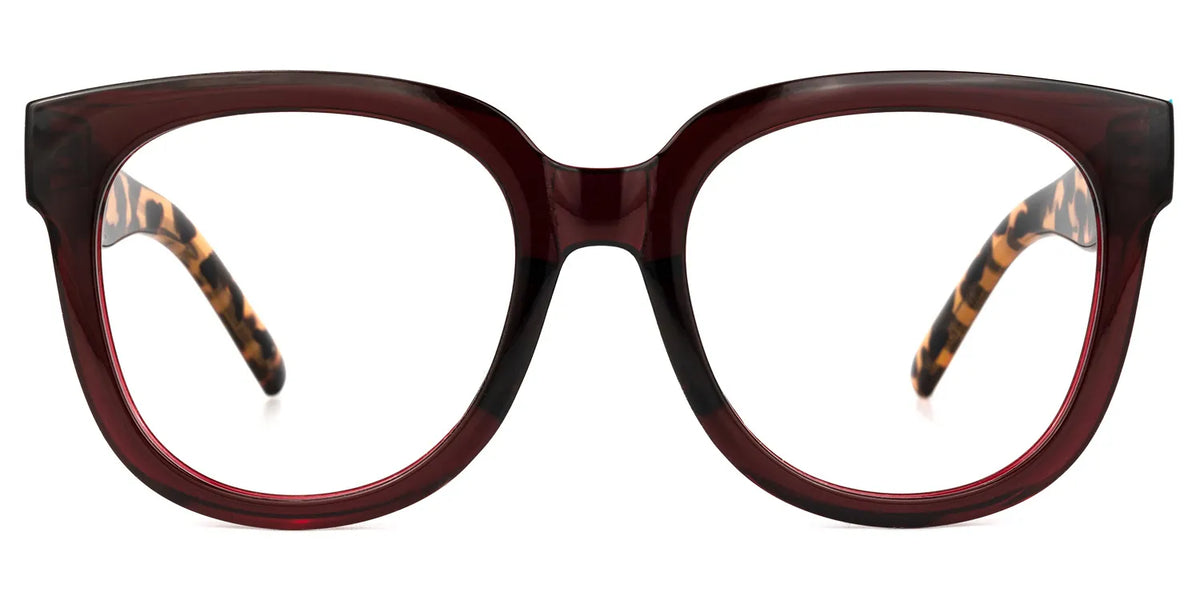 Harrell Square Eyeglasses with Dark-Red Frame