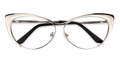 Ellen Cat eye Silver Eyeglasses and Metal Browline Frame