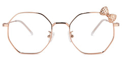 Kaitlyn Geometric Rose-Gold Thin Frame Glasses with Bow