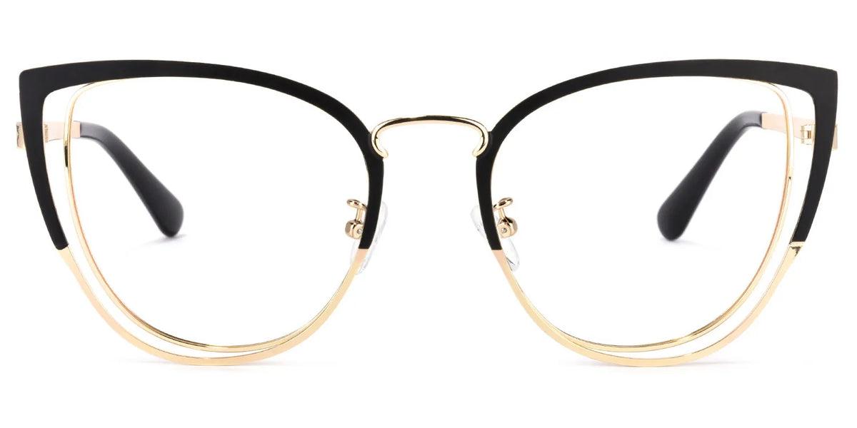 Harvey Cateye Eyeglasses with Black-Clear Two-Tone Frame