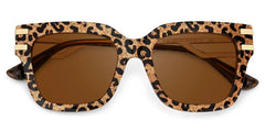Square Cat-Eye Glasses With Brown Leopard Pattern
