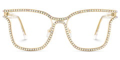 Half Rim Square Glasses With Decorated Shiny Diamonds