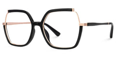 Alexia Mixed-Materials Square Black Frame Glasses | Zeelool