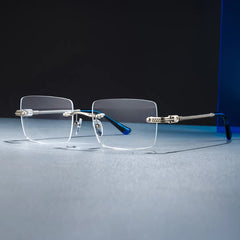 Silver Rimless Eyeglasses Frames With Adjustable Nose Pads