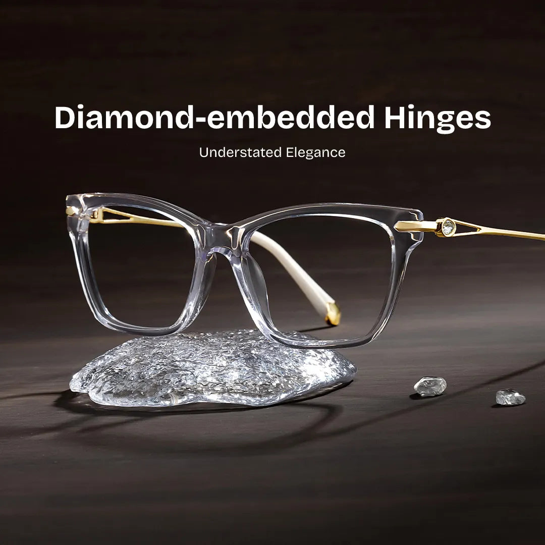Cat eye Clear Eyeglasses- Amelia Mixed Frame Glasses