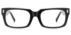 Designer Rectangular Glasses with Clear Rim of Black Frame