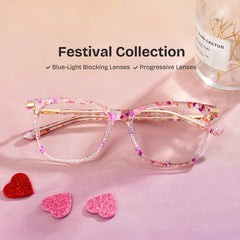 Eliot Rectangle Eyewear with Pink