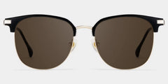 Oversized Browline Glasses With Black and Matte Gold Color
