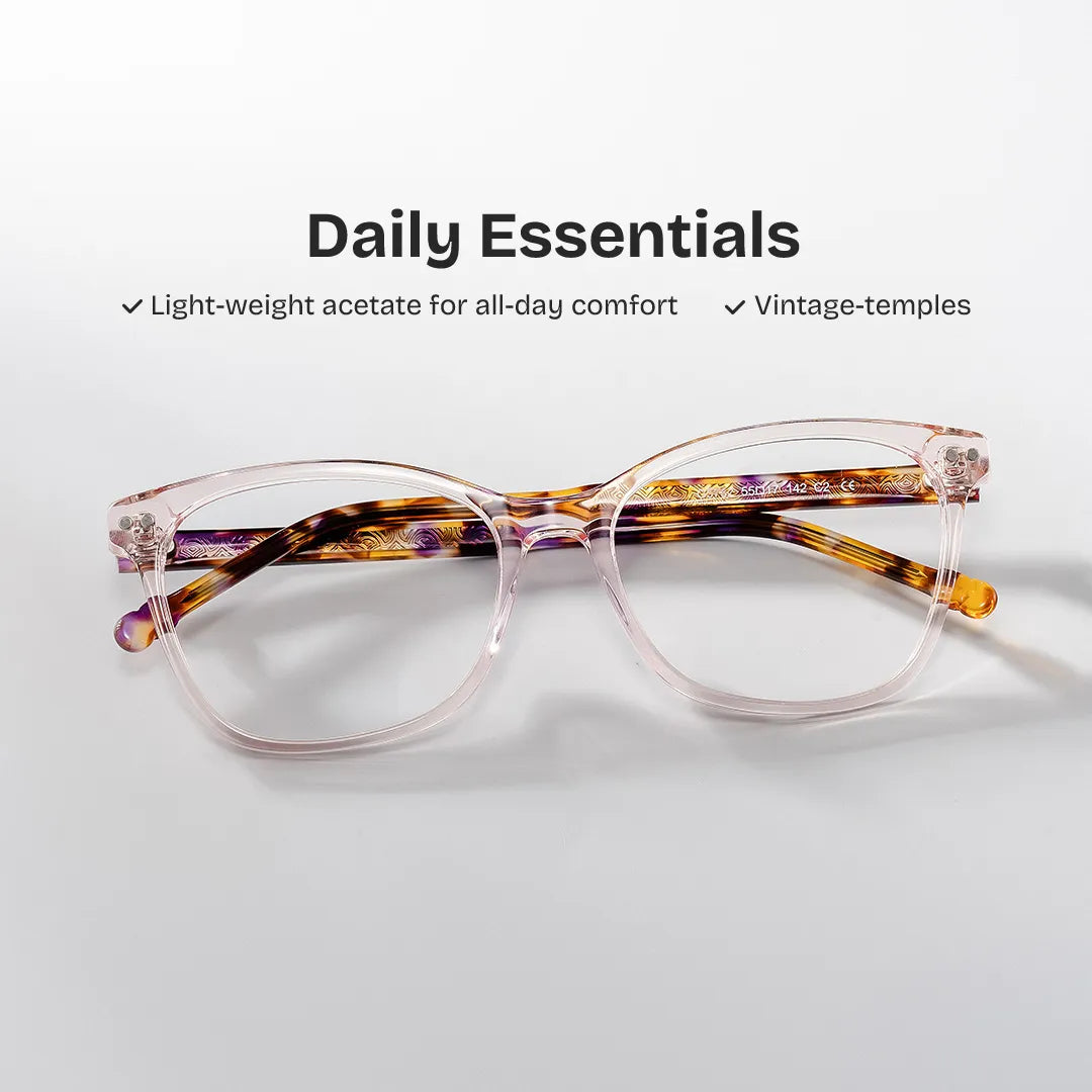 Marigold pink and tortoise shell glasses Rectangle Frame Online | ZEELOOL