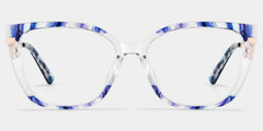 Cateye Shape Blue Light Blocking Glasses with Blue Pattern
