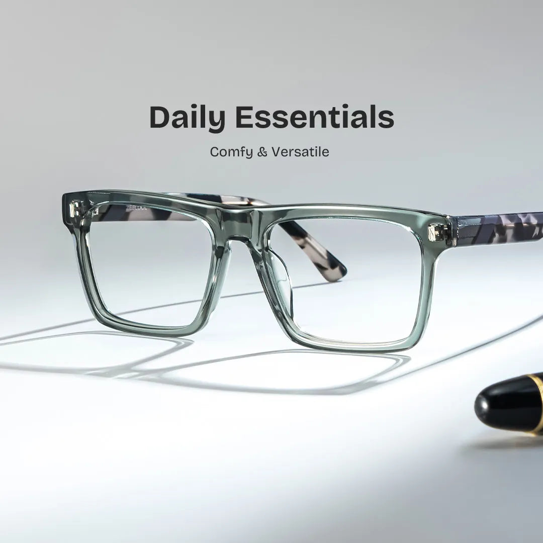 Rectangle Gray Green Eyeglasses- Henry Acetate Frame Glasses