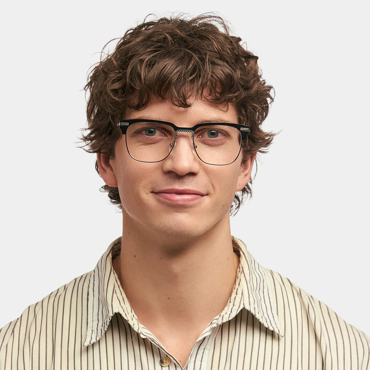 Boyde Black Eyeglasses with Browline Design