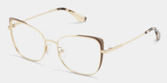 Tessa Khaki Gold Frame Glasses with Cat eye Frame Online | ZEELOOL